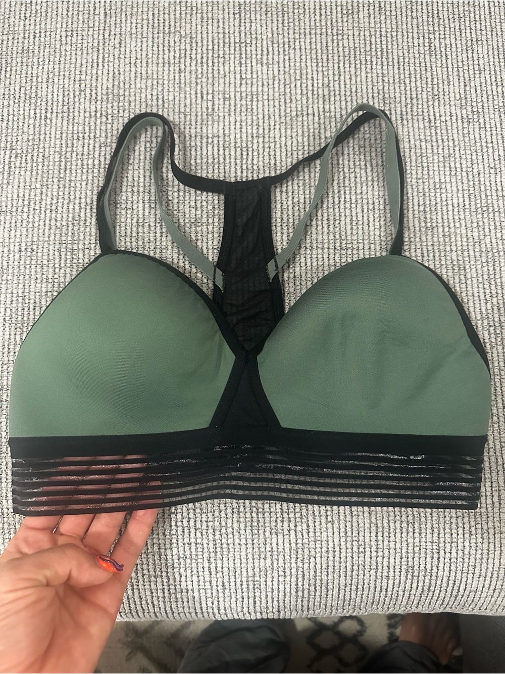 Victoria's Secret Olive Green & Black Racerback Sports Bra